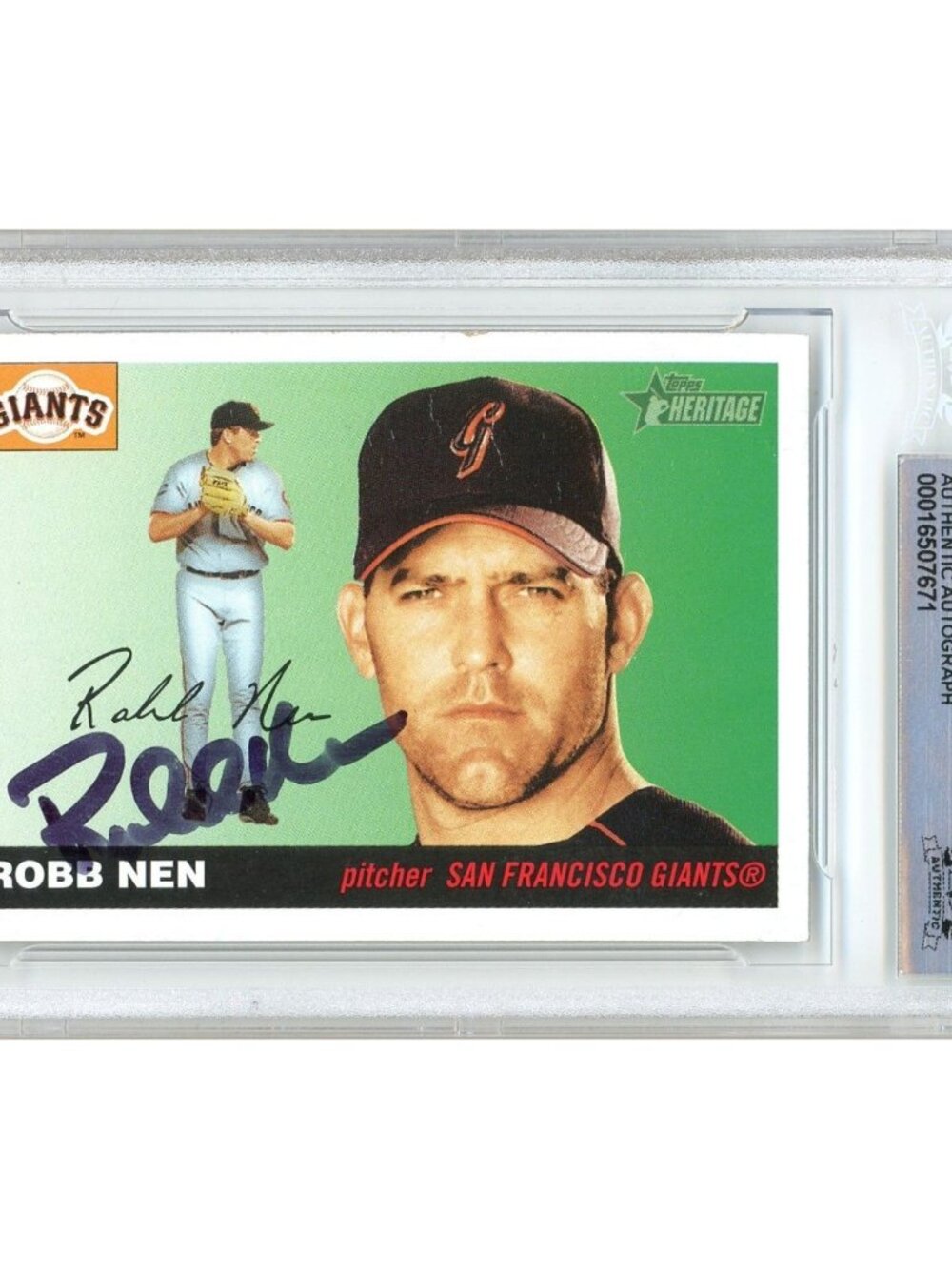 Robb Nen Signed 2004 Topps Heritage #163 San Francisco Giants BAS Slabbed Auto